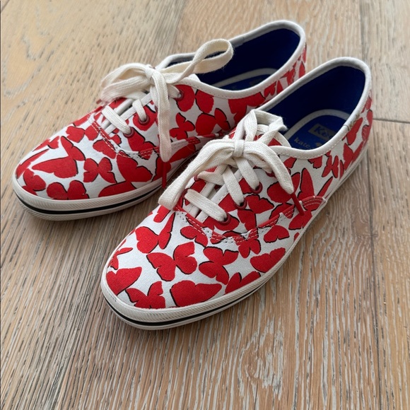 Kate Spade x Keds Butterfly Sneakers Red Canvas Shoes Size 6.5 - Picture 4 of 9
